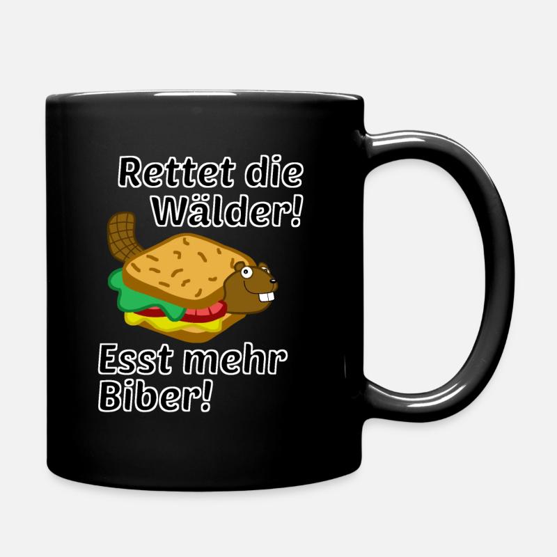 Rettet die Wälder! Esst mehr Biber! - Tasse einfarbig - Schwarz