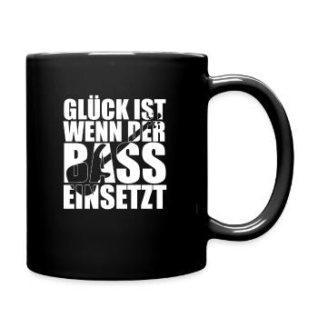 Bass Player Gift GLÜCK IST WENN DER BASS EINSETZT - Tasse einfarbig - Schwarz - Rechts