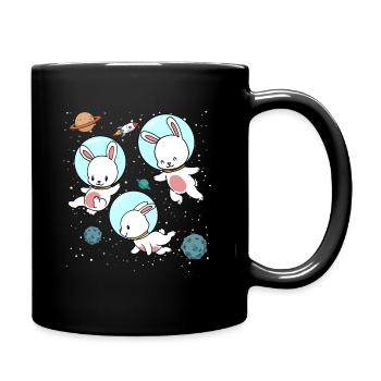 Rabbit astronaut space space gift - Full Colour Mug - black - Right