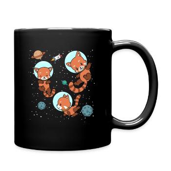 Roter Panda Astronaut Weltraum Raumfahrt Geschenk - Tasse einfarbig - Schwarz - Rechts
