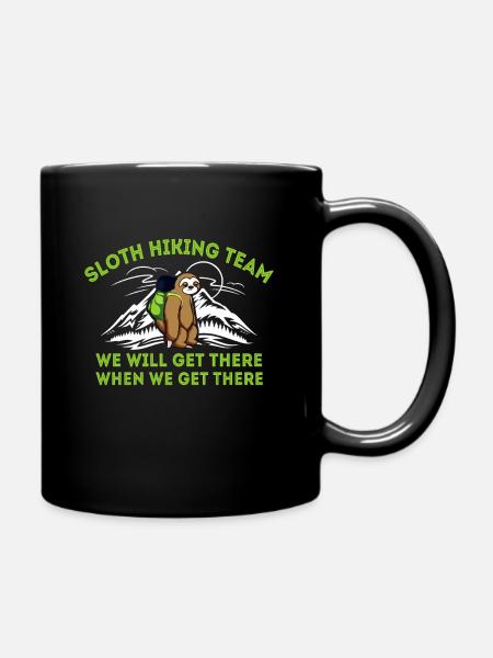 Sloth Hiking Team design for Men & Women - Full Colour Mug - black