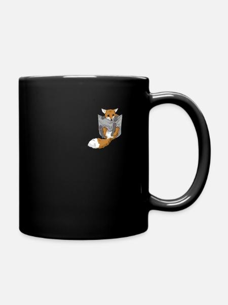 Fuchs in Brusttasche - Tasse einfarbig - Schwarz