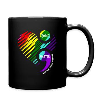 Semicolon Mental Health Awareness design - Full Colour Mug - black - Right