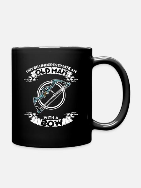 Never underestimate an old man with a bow - Full Colour Mug - black