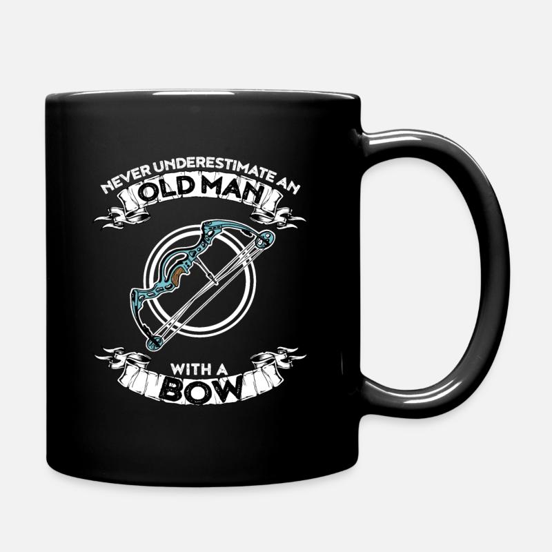 Never underestimate an old man with a bow - Full Colour Mug - black