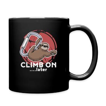 Klettern Faultier an Karabiner Kletterer Geschenk - Tasse einfarbig - Schwarz - Rechts