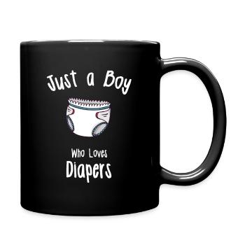 ABDL Windel Designs für Männer - Tasse einfarbig - Schwarz - Rechts