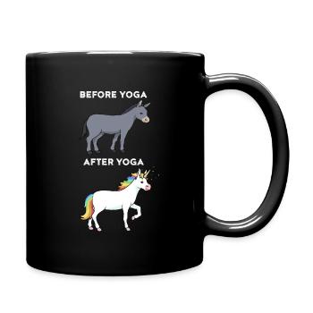 Yoga Lustiges Bevor Yoga Nach Yoga Esel Einhorn - Tasse einfarbig - Schwarz - Rechts