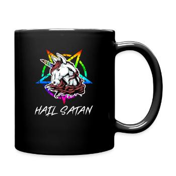 Einhorn Lustiges Hail Satan Unicorn Geschenk - Tasse einfarbig - Schwarz - Rechts