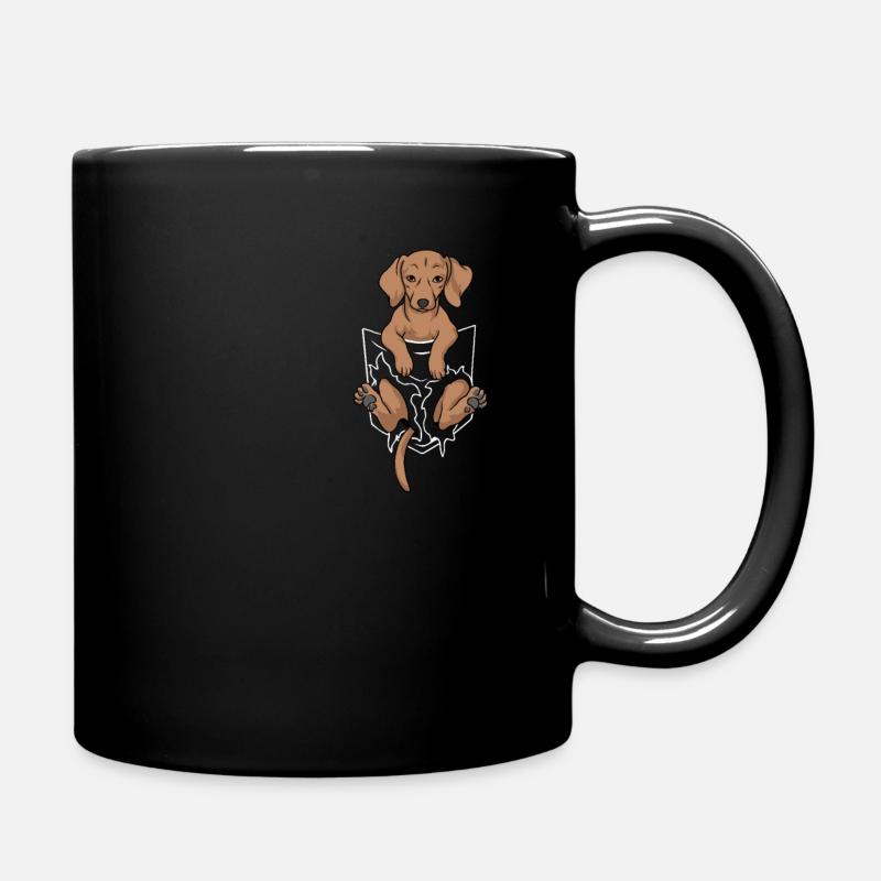 Dackel Lustiges Dackel in Brusttasche Geschenk - Tasse einfarbig - Schwarz