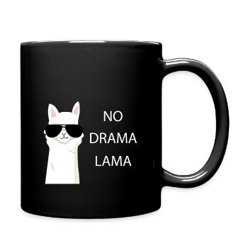 Tolles lustiges Lama Alpaka Shirt No Drama Lama - Tasse einfarbig - Schwarz - Rechts