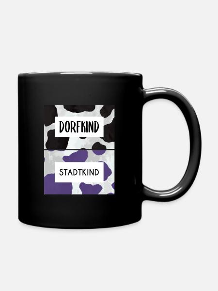 Dorfkind Stadtkind - Tasse einfarbig - Schwarz