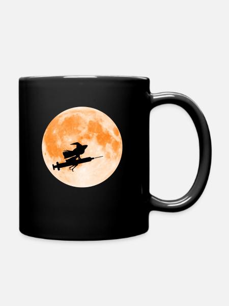 Altenpflegerin Krankenschwester Hexe Mond Spritze - Tasse einfarbig - Schwarz