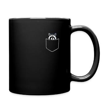 Raccoon in breast pocket Bear in bag Gift - Full Colour Mug - black - Right