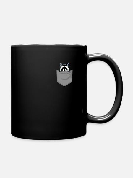 Waschbär in Brusttasche Bär in Tasche Geschenk - Tasse einfarbig - Schwarz