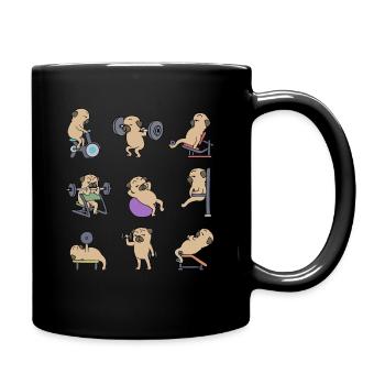 Mops Workout Fitness Gym Lustiges Mops Geschenk - Tasse einfarbig - Schwarz - Rechts