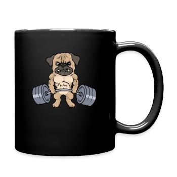 Mops Workout Fitness Gym Lustiges Mops Geschenk - Tasse einfarbig - Schwarz - Rechts