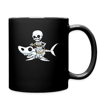Shark Halloween Skeleton Bones Funny Gift - Full Colour Mug - black - Right