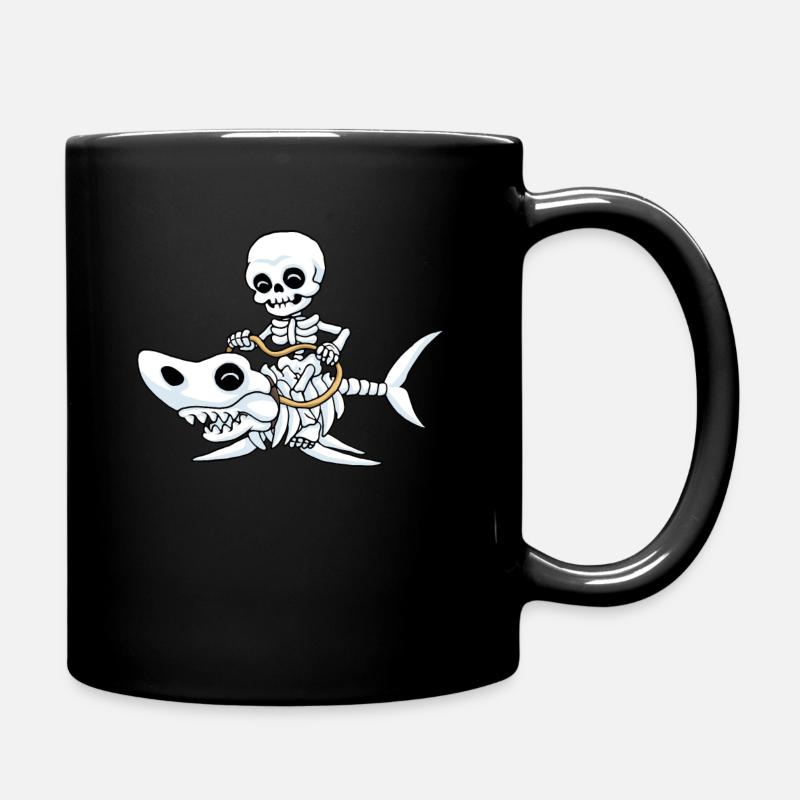 Hai Halloween Skelett Knochen Lustiges Geschenk - Tasse einfarbig - Schwarz