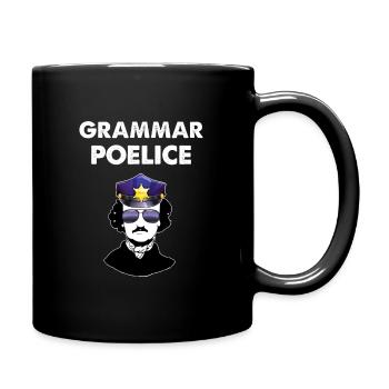 Poe Grammar Police English Teacher Gift design - Full Colour Mug - black - Right
