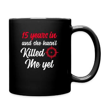 15 Jahre Zusammen - Tasse einfarbig - Schwarz - Rechts