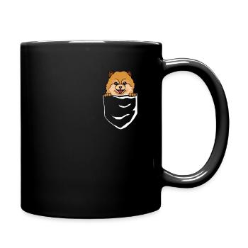 Miniature Spitz in breast pocket - Full Colour Mug - black - Right
