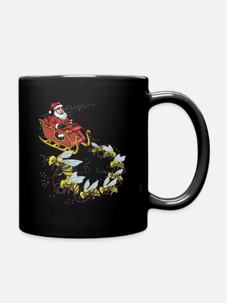 Biene Weihnachten - Tasse einfarbig - Schwarz
