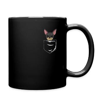 Chihuahua in breast pocket - Full Colour Mug - black - Right