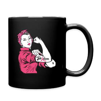 Brustkrebs Krebs Rosa Schleife Believe Frau - Tasse einfarbig - Schwarz - Rechts