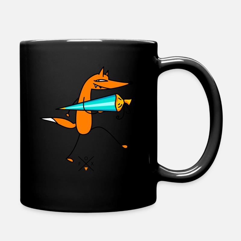Smart Fox with sugar bag - Full Colour Mug - black