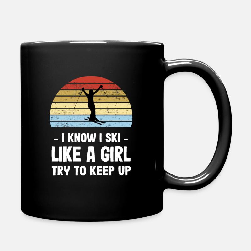 Womens Ski design - Full Colour Mug - black