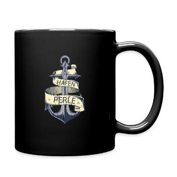 Hamburger Hafen Perle Anker Seemann Geschenk - Tasse einfarbig - Schwarz - Rechts