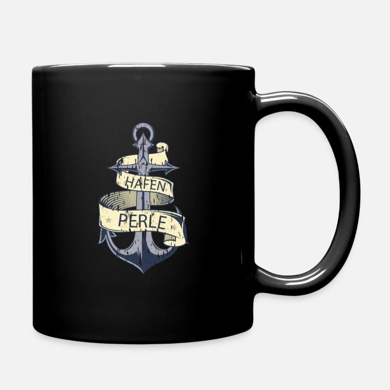 Hamburger Hafen Perle Anker Seemann Geschenk - Tasse einfarbig - Schwarz