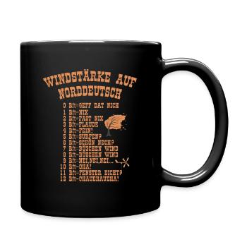 Windstärken Sturm Plattdeutsch Büschen Im Norden - Tasse einfarbig - Schwarz - Rechts