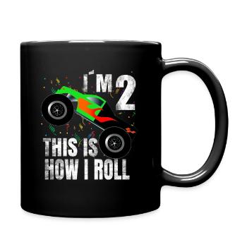Geburtstag Junge 2 Jahre Monster Truck Geschenk - Tasse einfarbig - Schwarz - Rechts