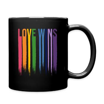 Love Wins LGBT gay rainbow - Full Colour Mug - black - Right