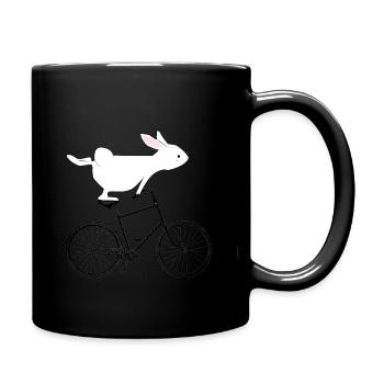 Fahrrad Radfahren Hase lustig Damen Geschenk - Tasse einfarbig - Schwarz - Rechts
