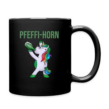 Pfeffi Party Shirt mit Einhorn - Tasse einfarbig - Schwarz - Rechts
