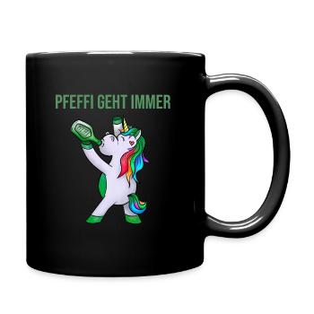 Pfeffi Party Shirt mit Einhorn - Tasse einfarbig - Schwarz - Rechts