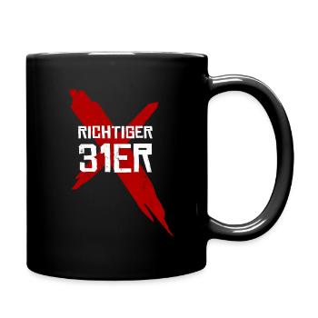 Richtiger 31er - Tasse einfarbig - Schwarz - Rechts