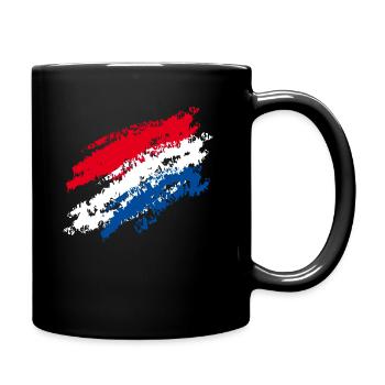 Drapeau des Pays-Bas / rayures italiques - craie - Mug uni - noir - Droite