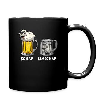 Schaf Unschaf mit Bier - Tasse einfarbig - Schwarz - Rechts