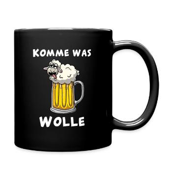 Komme was Wolle - Schaf im Bier - Tasse einfarbig - Schwarz - Rechts