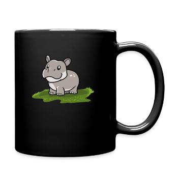 Flusspferd Nilpferd - Tasse einfarbig - Schwarz - Rechts