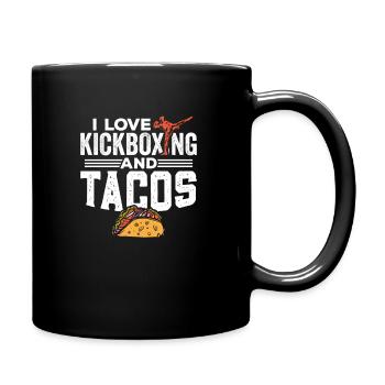 Tacos und Kickboxen Happy Mexican Sport Geschenk - Tasse einfarbig - Schwarz - Rechts