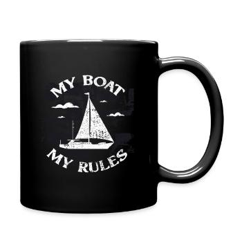 My Boat My Rules Sailing Gift - Full Colour Mug - black - Right