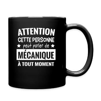 Parler de mécanique. Humour mécanique garagiste - Mug uni - noir - Droite