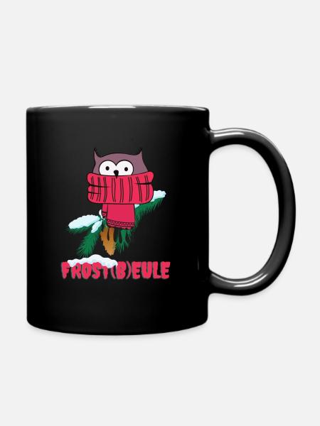 Frost Eule Frostbeule Lustig Winter Spaß Humor - Tasse einfarbig - Schwarz