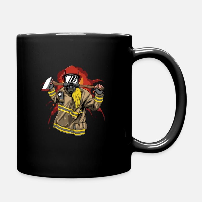 Feuerwehr Feuerwehrauto Feuerwehrfrau - Tasse einfarbig - Schwarz