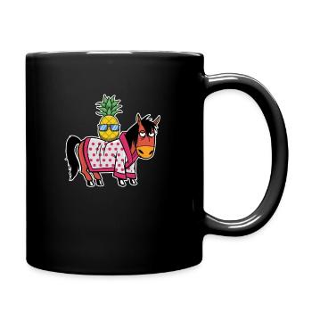 Ananas Hawaii Aloha Pferde Reiten - Tasse einfarbig - Schwarz - Rechts